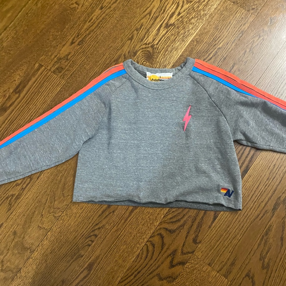 Grey and neon rainbow crop sweatshirt